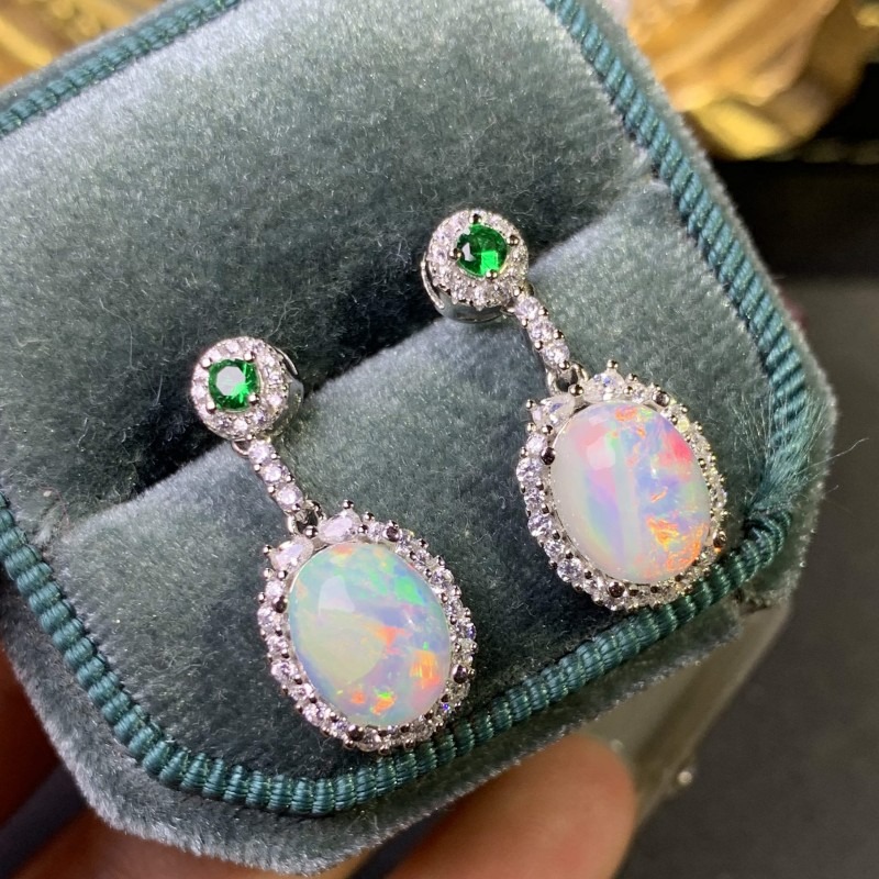 Opal Earrings Dangle - Orecchino opale in argento Sterling 925