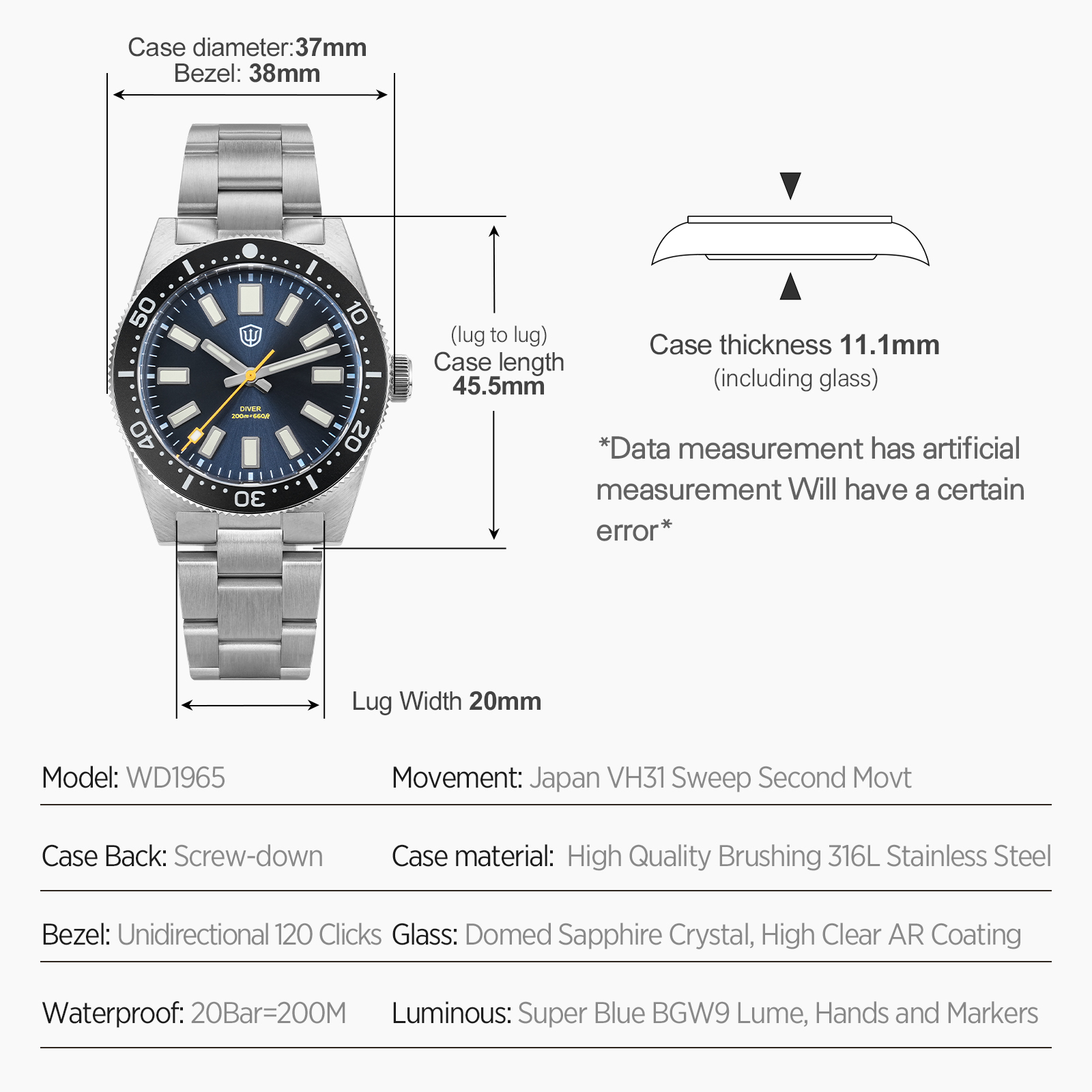 Watchdives 37Mm WD1965 V2 Orol - Jewellery Watches recensione e prezzo